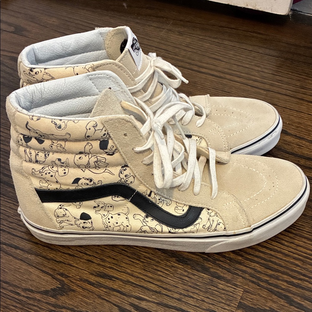 Vans Beige High-Tops with 101 Dalmatians Design